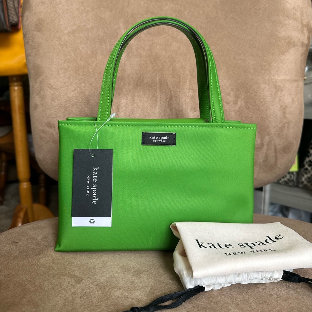 #68. Kate Spade Sam Icon Green Nylon Crossbody Satchel Bag